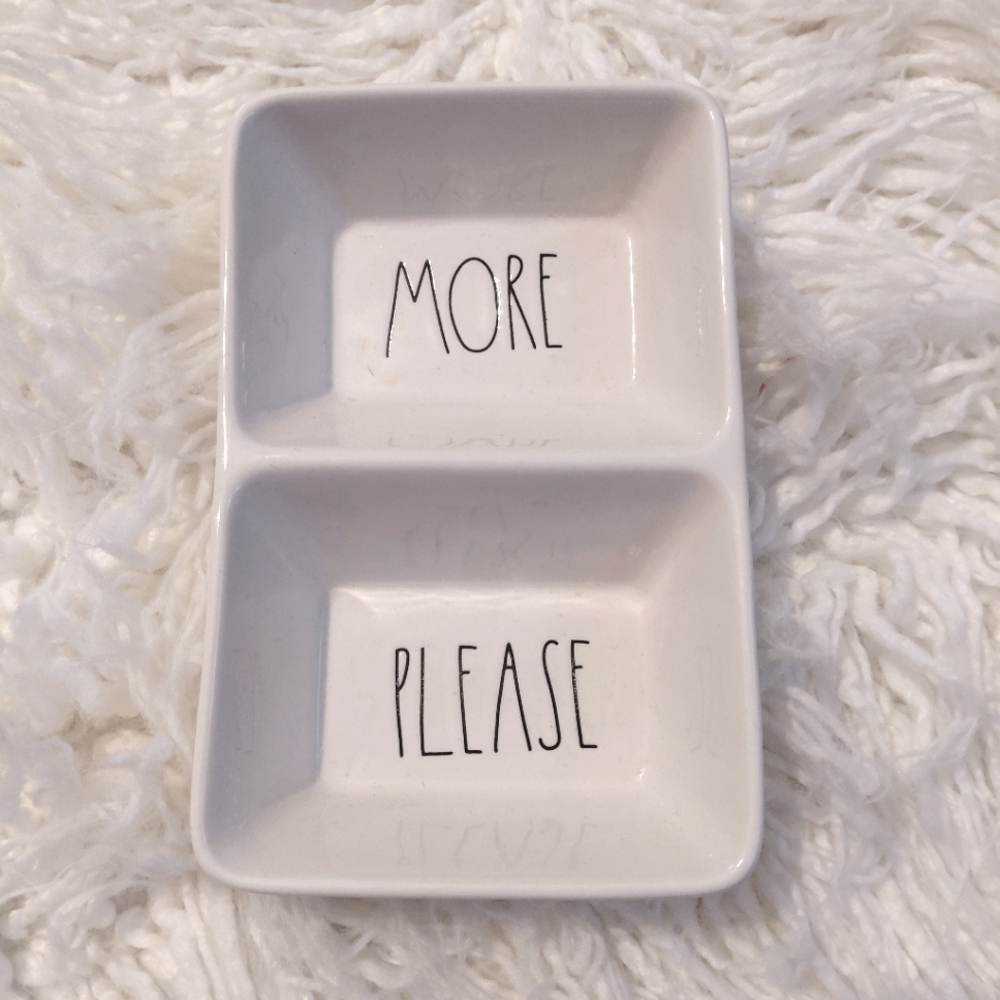 Rae Dunn White Divider Pottery Dish